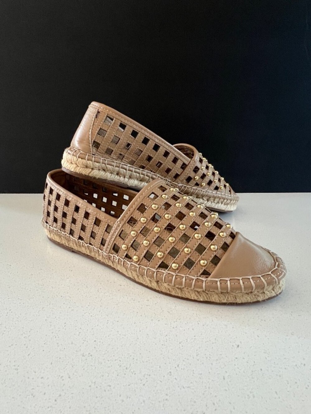 Cinq a sept Rochel Cage Studded beige Espadrille Cap Toe Flat size 38 - Picture 8 of 8